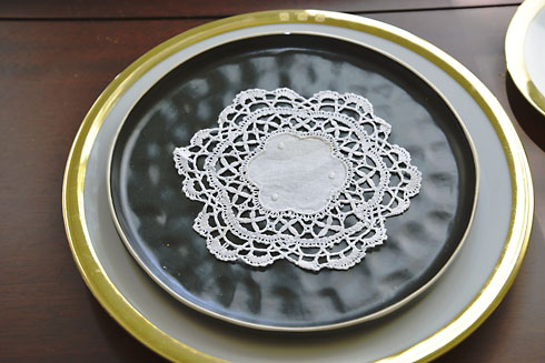 Southern Hearts Cluny Lace Doily. 5" Square.